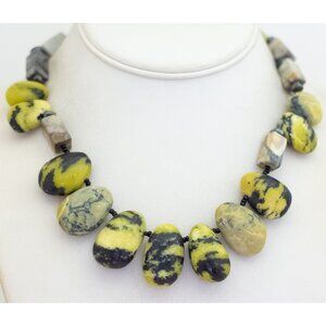 16 inch, Vintage Heavy Stone Rock Colorful Beads Choker Necklace - V27